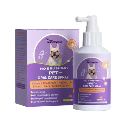 Pet Oral Care Spray for Teeth Clean, Deodorant Prevent Calculus Freshen Breath - No Brushing