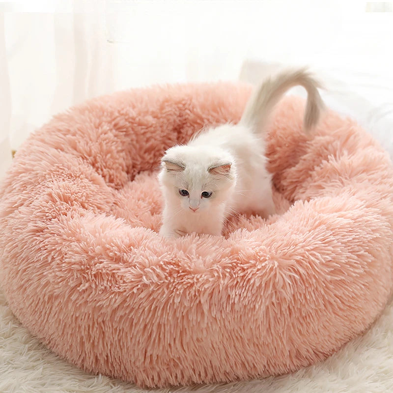 Home Plush Pet Nest, Warm Detachable and Washable Round Pet Bed