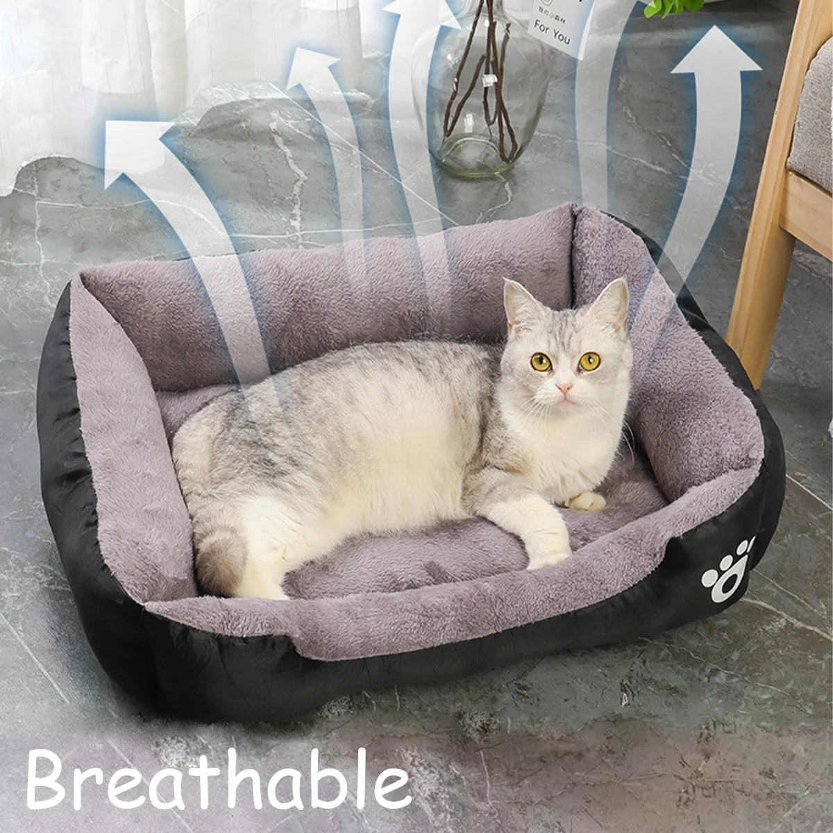 Color Square Winter Soft Warm Bed House for Pet, Waterproof Pet Bed