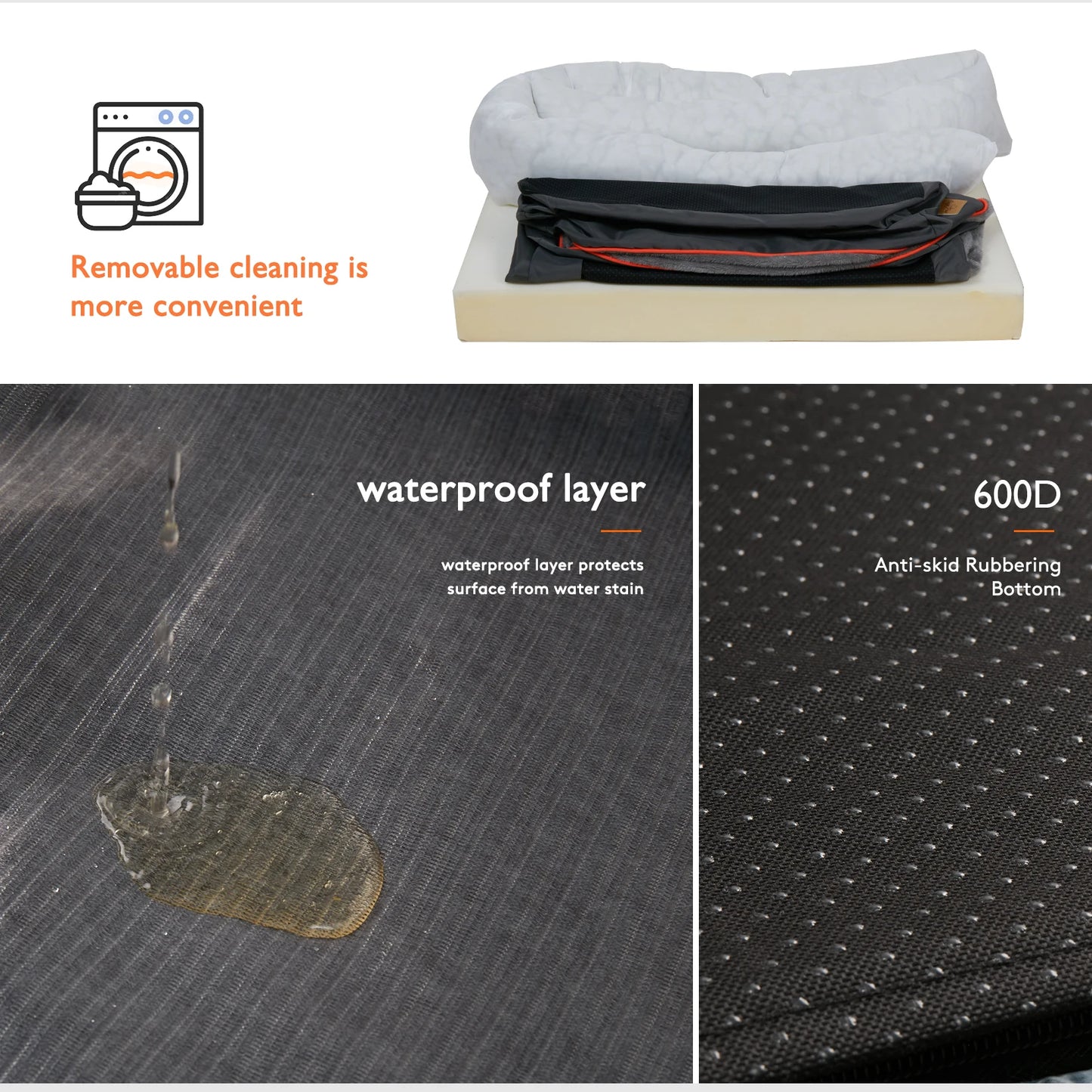 Pet Bed Super Soft Orthopedic Foam Pet Bed Sleeping Mat with Cotton-padded Bolster and Removable Cover