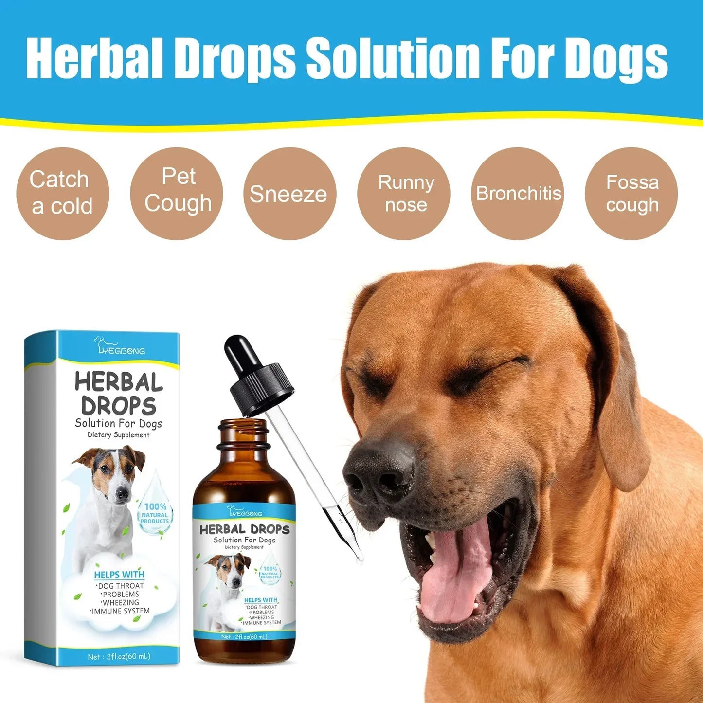 Pet Cough Herbal Drops (Best Cough, Throat Discomfort & Sneezing Treatment)