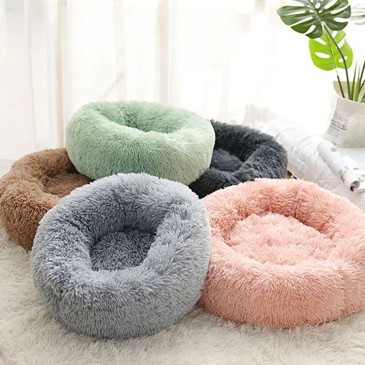 Home Plush Pet Nest, Warm Detachable and Washable Round Pet Bed