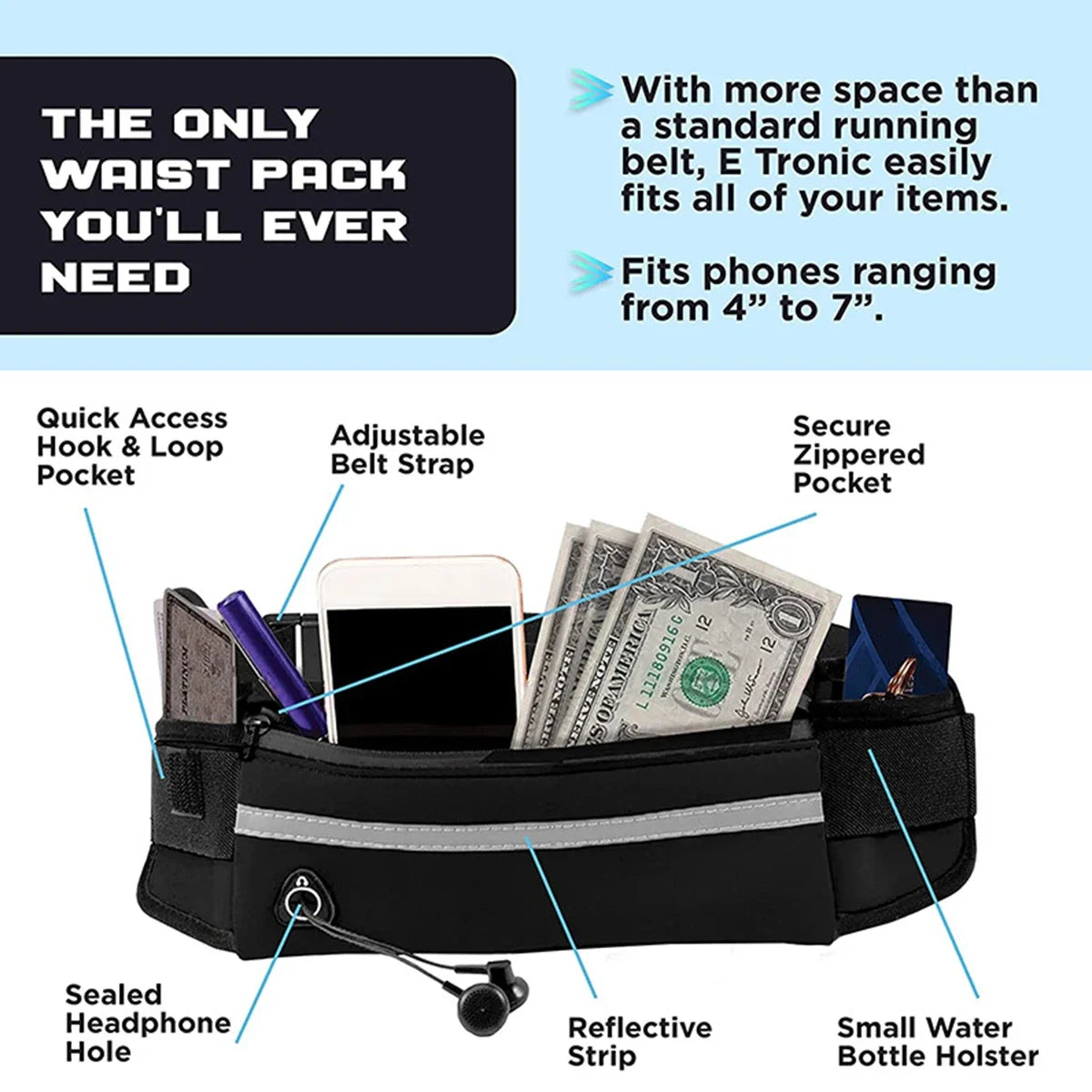 Nylon Pet Leash with Waist Bag Retractable Elastic Belt