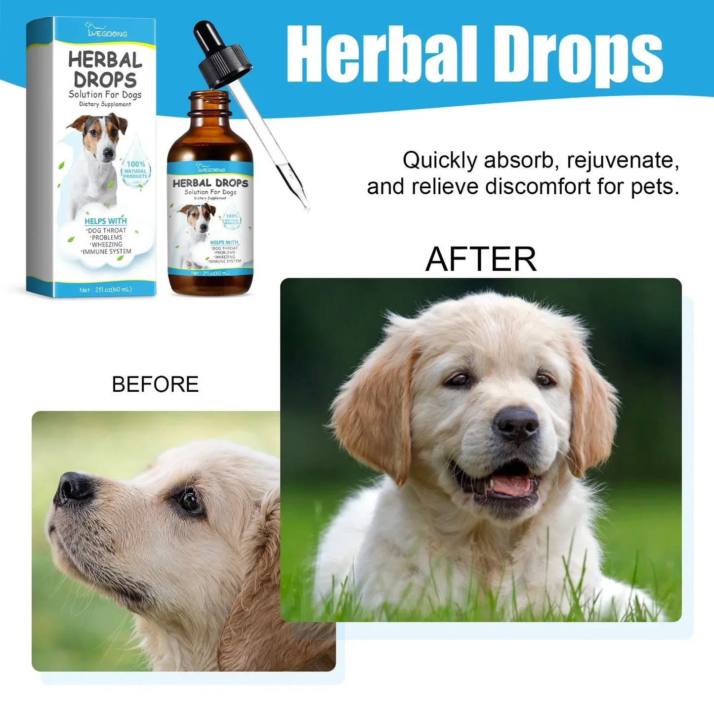 Pet Cough Herbal Drops (Best Cough, Throat Discomfort & Sneezing Treatment)