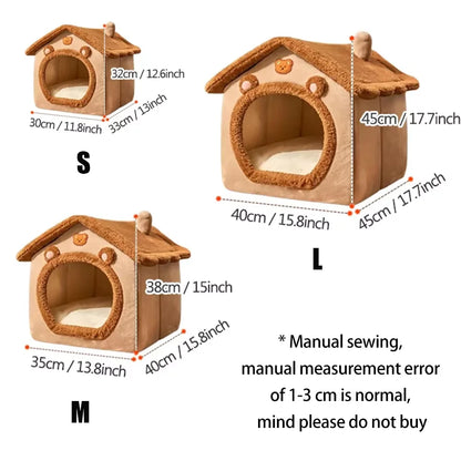 All Seasons Warm Washable PET House Indoor Soft Removable Cushion Pet Bed Kennel for Small Medium Pets Durable Pet Supplies