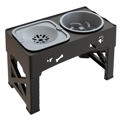 3in1 Pet Feeder Slow Feed Double Bowls With 5 Adjustable Height Suitable For Pets Of Different Heights