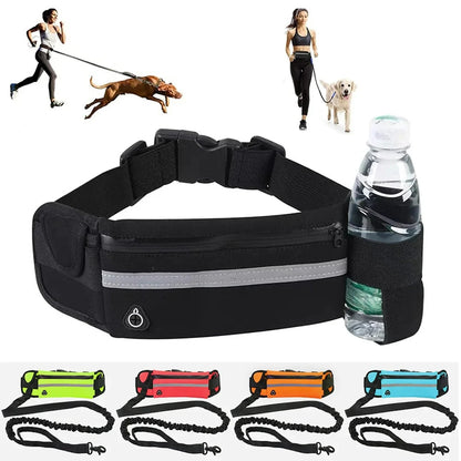 Nylon Pet Leash with Waist Bag Retractable Elastic Belt