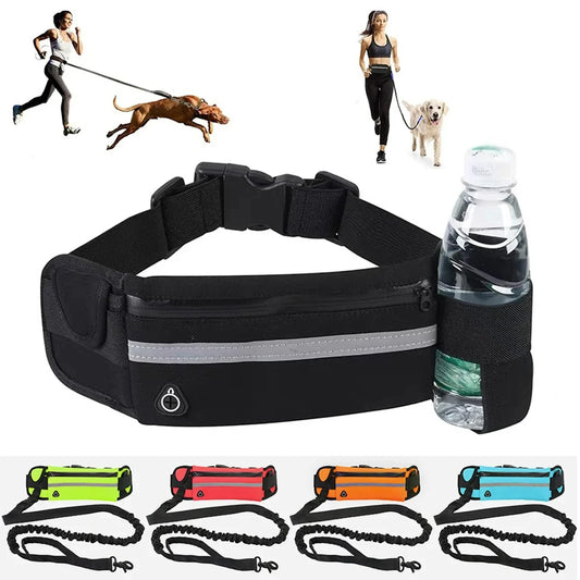 Nylon Pet Leash with Waist Bag Retractable Elastic Belt