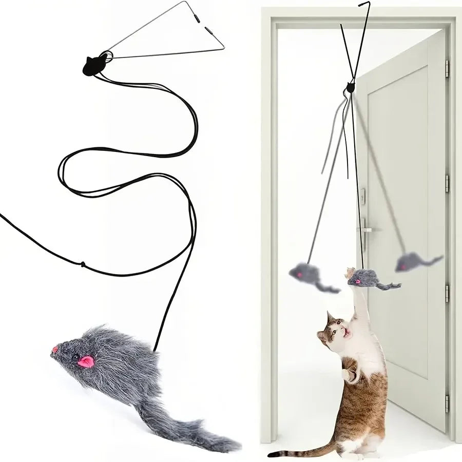 Simulation Mouse Cats Toy Funny Self-hey Hanging Door Retractable