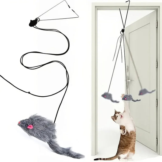 Simulation Mouse Cats Toy Funny Self-hey Hanging Door Retractable