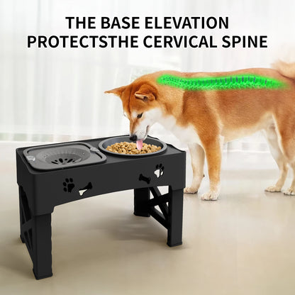 3in1 Pet Feeder Slow Feed Double Bowls With 5 Adjustable Height Suitable For Pets Of Different Heights