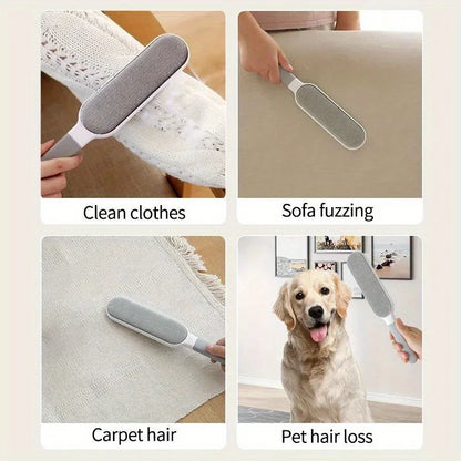 Double-Sided Pet Hair Remover, Manual Electrostatic Sticky Lint Brush for Clothing, Sofa, Furniture and Carpet Cleaning