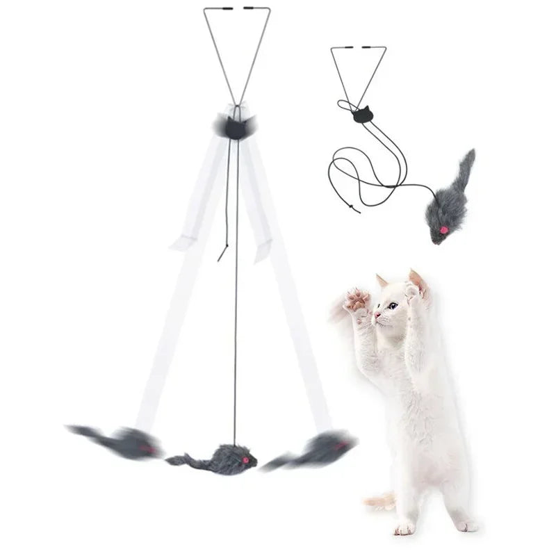 Simulation Mouse Cats Toy Funny Self-hey Hanging Door Retractable