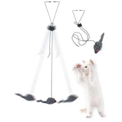 Simulation Mouse Cats Toy Funny Self-hey Hanging Door Retractable