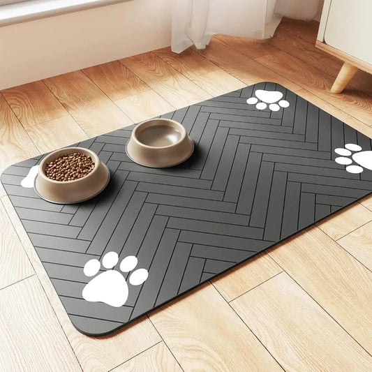 Placemat for Food and Water Bowl, with Waterproof Rubber Backing, Quick Dry Water Mat for Dogs & Cats