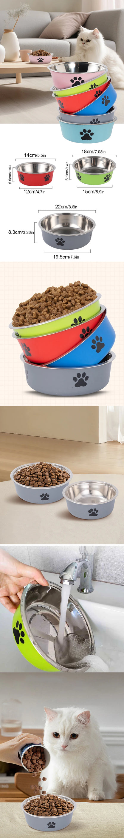 Stainless Steel Bowl with Non-Slip Rubber Base for Cats And Dogs