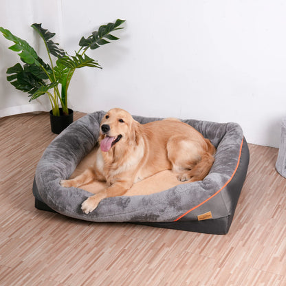 Pet Bed Super Soft Orthopedic Foam Pet Bed Sleeping Mat with Cotton-padded Bolster and Removable Cover