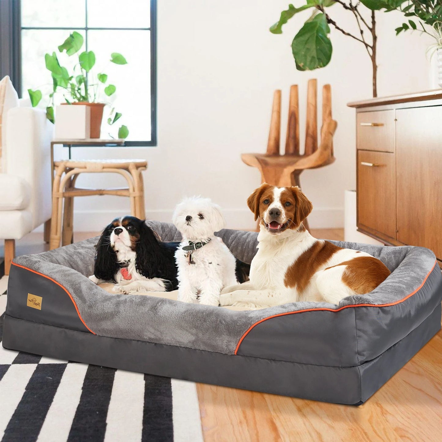 Pet Bed Super Soft Orthopedic Foam Pet Bed Sleeping Mat with Cotton-padded Bolster and Removable Cover