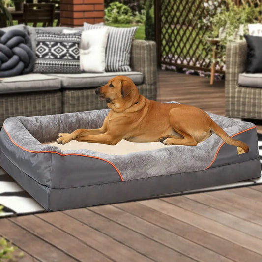 Pet Bed Super Soft Orthopedic Foam Pet Bed Sleeping Mat with Cotton-padded Bolster and Removable Cover