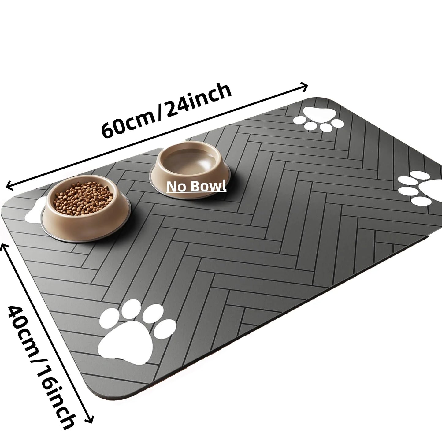 Placemat for Food and Water Bowl, with Waterproof Rubber Backing, Quick Dry Water Mat for Dogs & Cats