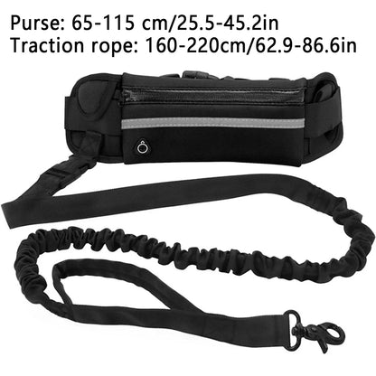 Nylon Pet Leash with Waist Bag Retractable Elastic Belt