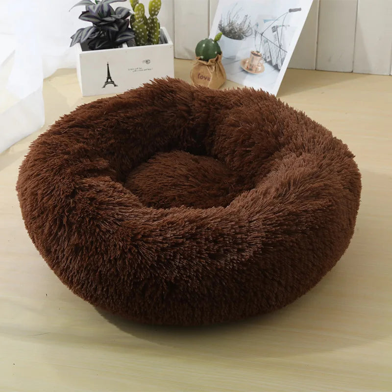 Home Plush Pet Nest, Warm Detachable and Washable Round Pet Bed