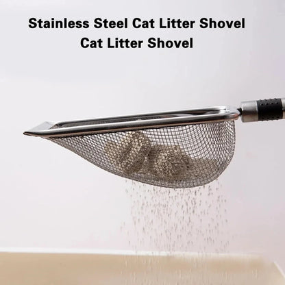 Stainless Steel Pet Poop Shovel, Pet Cleaning Tool with Durable Handle