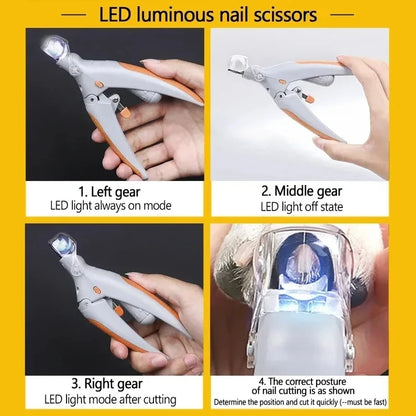 Professional Pet Nail Clipper Scissors With LED Light