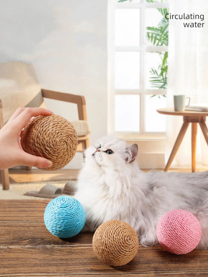 Sounding Sisal Cat Scratching Ball Toy For Kitten Teeth Cleaning