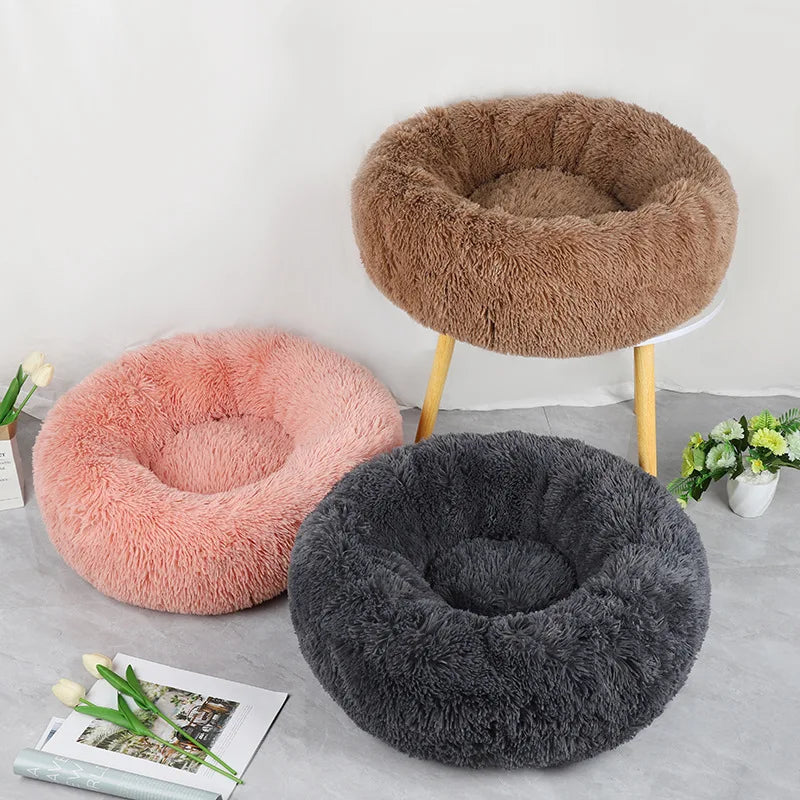 Home Plush Pet Nest, Warm Detachable and Washable Round Pet Bed