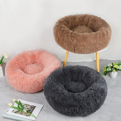 Home Plush Pet Nest, Warm Detachable and Washable Round Pet Bed